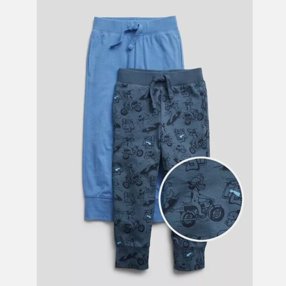 GAP Other - NWT GAP 2-Pack Pull-On Joggers Soft Pants Blue Dogs Bike Toddler Boy 2T 5T